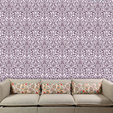 Papel de Parede Lavável Clássico Arabesco Violeta