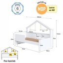 Ver imagem 3 de Cama Infantil com Proteção Lateral 106cm x 200,3cm Moldura Casinha com Livreiro Cor:Branco