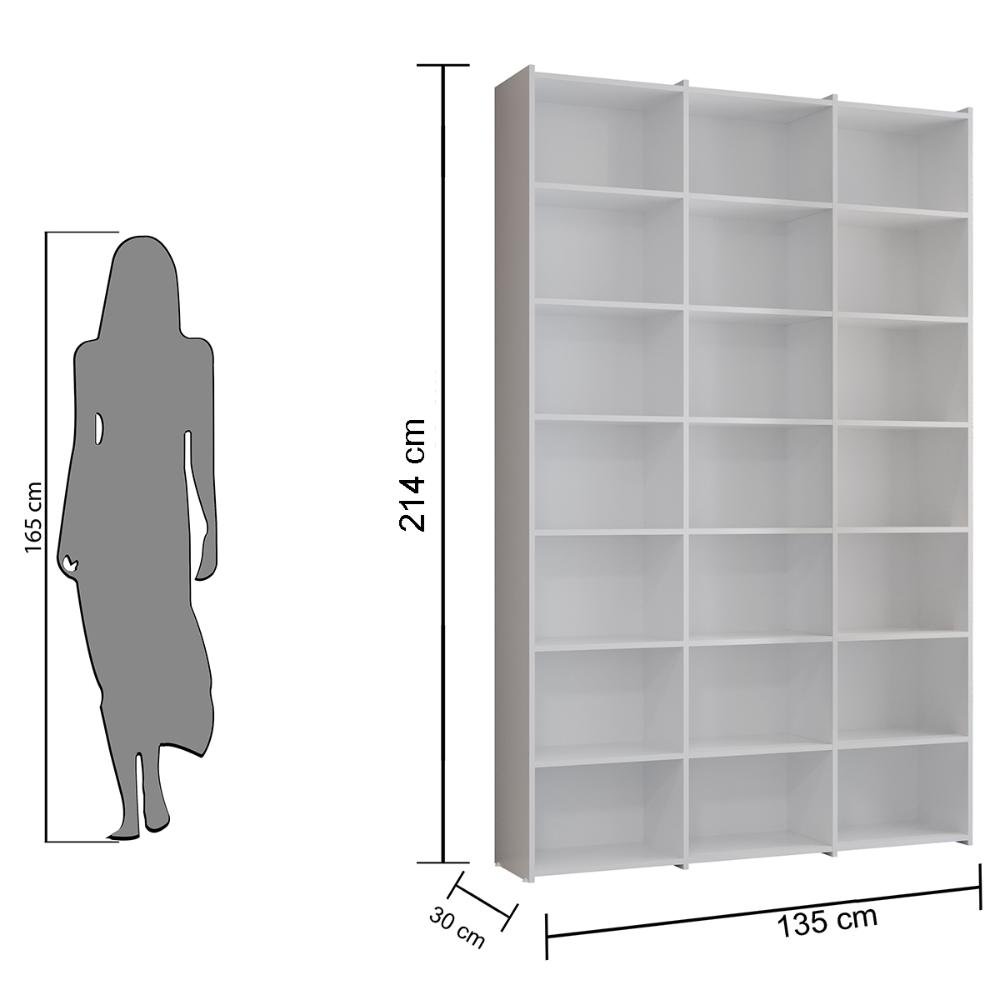 Livreiro Multiuso 18 Prateleiras Branco Montenegro Casa Moderna - 3