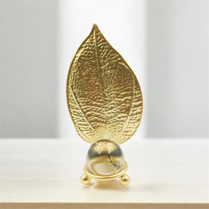 Folha Dourado com Esfera Decorativa 10cm em Metal Decoração:03