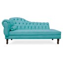 Ver imagem 1 de Recamier Divã Cancun 140cm com Capitonê - Direita Suede - Ecotec Decor:Azul Turquesa