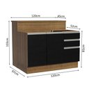 Ver mais imagens de Ilha de Cozinha com Bancada e Balcão 120 Cm Rustic/preto Glamy Madesa Rustic/preto