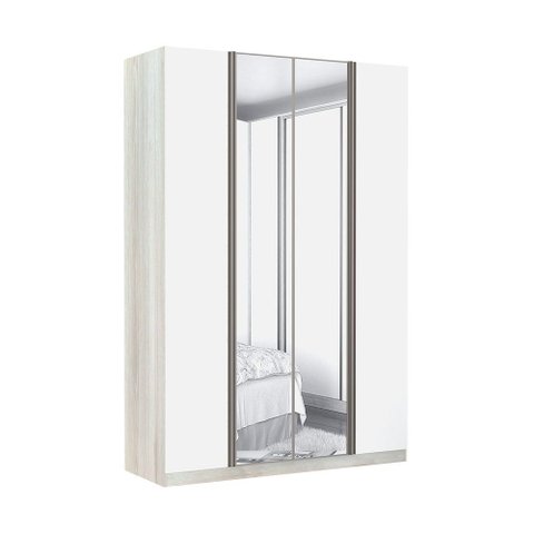 Guarda-roupa Solteiro Luciane 4 Portas 3 Gavetas Prime Plus Alumínio com Espelho 160 Cm