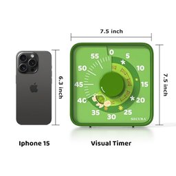 Secura Timer Visual Infantil 60 Min. com Ímã e Estampa Animal (verde) - 7