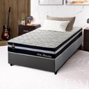 Ver imagem 1 de Conjunto Cama Box Solteiro c/ Molas Ensacadas Durham Cinza 88x188x60
