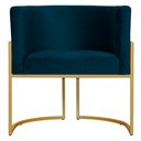 Ver imagem 3 de Poltrona Decorativa Sala Estar Recepção Escritório Luana Base Gold Veludo Azul Marinho Montanaris