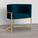 Ver imagem 2 de Poltrona Decorativa Sala Estar Recepção Escritório Luana Base Gold Veludo Azul Marinho Montanaris