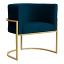 Ver imagem 1 de Poltrona Decorativa Sala Estar Recepção Escritório Luana Base Gold Veludo Azul Marinho Montanaris