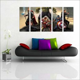 Quadro Decorativo Filmes Os Vingadores Mosaico 5 Peças G9 - 3 Quadro Decorativo Filmes Os Vingadores Mosaico 5 Peças G9 - 3