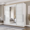 Ver imagem 1 de Guarda Roupa Casal 220cm 3 Portas de Correr com Espelho 240856 Lisboa Politorno Móveis