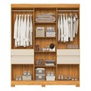 Ver imagem 4 de Guarda-Roupa 10 Portas 4 Gavetas Vizanno Amarelo/Cinamon/Off White