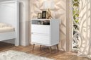Ver imagem 1 de Quarto Mesa de Cabeceira Estilo Retrô Pés Palito 2 Gavetas Sutô - Branco - Comprar Moveis em Casa