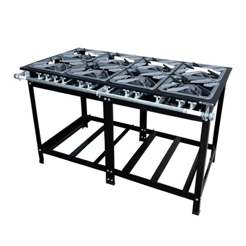 Fogão para Cozinha Industrial 8 Bocas Queimador Ferro Fundido 30 Cm Sebem