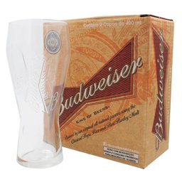 Dois Copos Oficiais Budweiser 400 Ml Cerveja - 1