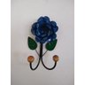 Cabide 2 Ganchos Rosas de Ferro - Suporte Duplo:azul - 6