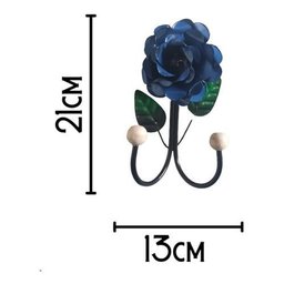 Cabide 2 Ganchos Rosas de Ferro - Suporte Duplo:azul - 3