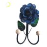 Cabide 2 Ganchos Rosas de Ferro - Suporte Duplo:azul - 2