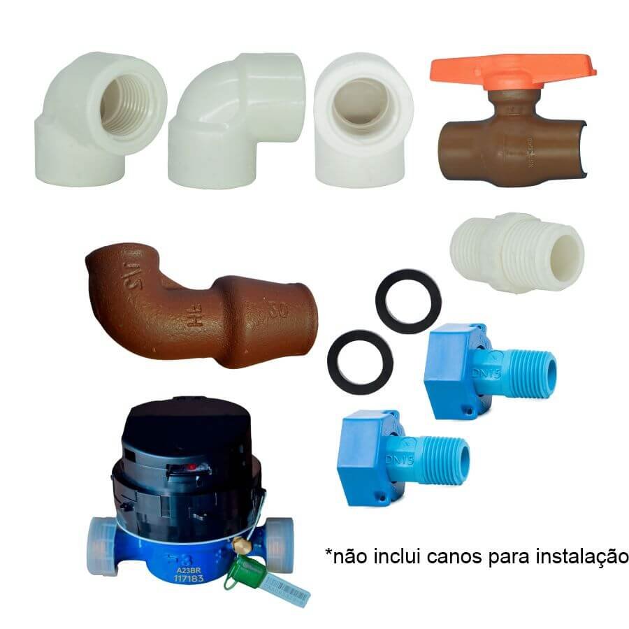 Kit Cavalete Pvc com Hidrômetro Unijato 3m³/h 1/2 Dn15mm Renova Medição. Kit Cavalete Pvc Dn15 (1/2 - 6