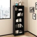 Ver imagem 6 de Kit para Escritório com Mesa em L Balcão Estante 2 Portas 2 Gavetas MDP Preto Tecno Mobili