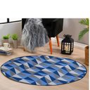 Ver imagem 3 de Tapete Redondo 1,40x1,40 Cami Casa Jacquard Antiderrapante:miami Azul