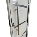 Ver imagem 3 de Porta de Aluminio Lambril Branco com Puxador, Vidro e Friso Linha 25 - 210x80 Direita
