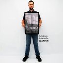 Ver imagem 2 de Quadro Decorativo Caixa Alta com Vidro Abstrato Black White TaColado Moldura Preta 40x60cm