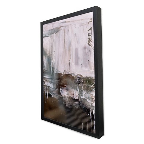 Quadro Decorativo Caixa Alta com Vidro Abstrato Black White TaColado Moldura Preta 40x60cm