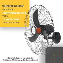 Ventilador de Parede 70cm Preto 270 Watts Bivolt - V70pprrb - Goar - 2