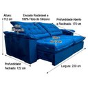 Ver imagem 7 de Sofá Retrátil Reclinável 2,30 M Azul 325 Florença Plus