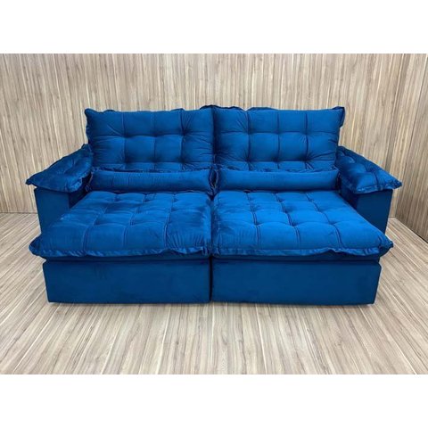 Sofá Retrátil Reclinável 2,30 M Azul 325 Florença Plus