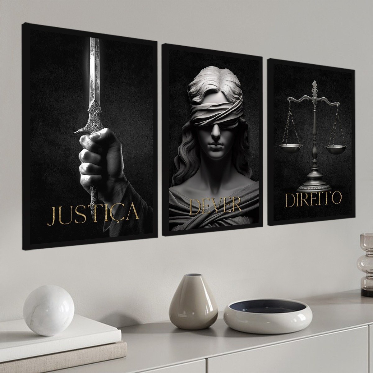 Kit 3 Quadros Decorativos P/ Advocacia Direito C/ Frase - 2