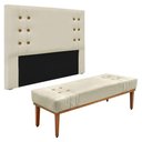 Ver imagem 1 de Kit Cabeceira e Calçadeira Recamier Queen 1,60m - Bege