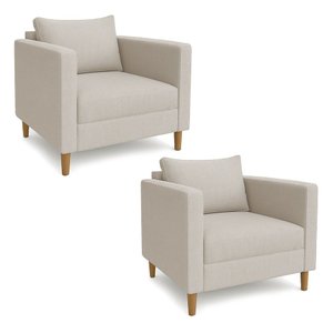 Kit 2 Poltronas Decorativa Helena Linho Bege Dal Poz Estofados