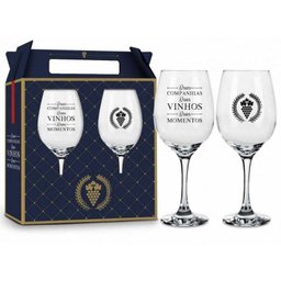 Conjunto 2 Taças Vinho - Bons Amigos Bons Vinhos - 1