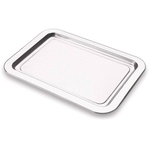 Bandeja Retangular aço inox 25 X 34 Cm Lixada Multiuso