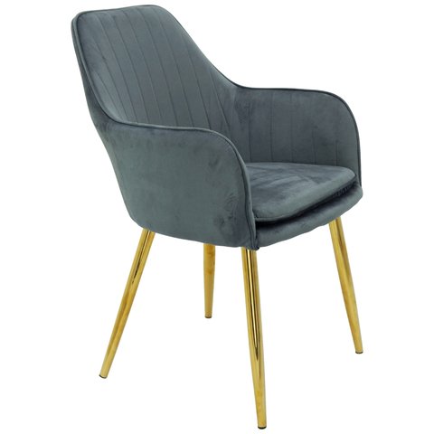 Cadeira Poltrona Lines Base Dourada Recepção Sala Decorativa Suede 