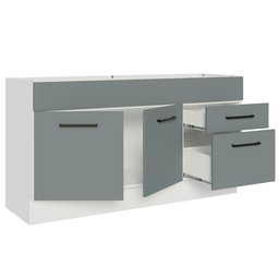 Balcão Gabinete de Pia Cozinha 150 cm 2 Portas e 2 Gavetas (Sem Tampo e Pia) Branco/Cinza Agata Madesa - 5