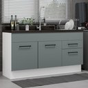 Ver imagem 2 de Balcão Gabinete de Pia Cozinha 150 cm 2 Portas e 2 Gavetas (Sem Tampo e Pia) Branco/Cinza Agata Madesa