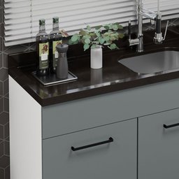 Balcão Gabinete de Pia Cozinha 150 cm 2 Portas e 2 Gavetas (Sem Tampo e Pia) Branco/Cinza Agata Madesa - 7