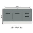Ver imagem 4 de Balcão Gabinete de Pia Cozinha 150 cm 2 Portas e 2 Gavetas (Sem Tampo e Pia) Branco/Cinza Agata Madesa