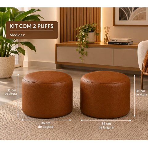 Kit com 2 Mini Puff em Corvinho Whisky