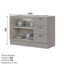 Ver imagem 3 de Balcão 03 Gavetas 02 Portas 1200mm Americana Cinza - Henn