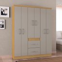 Ver imagem 2 de Guarda Roupa Casal Milão 6 Portas Damasco Off White – Poquema