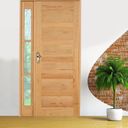 Ver imagem 3 de Kit Porta de Madeira Vitrô Direita 213CMX110CMX12CM PE28 Esel Marrom