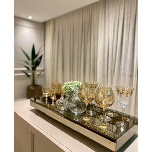 Bandeja Grande Espelhada Bronze Aparador Sala 60x30