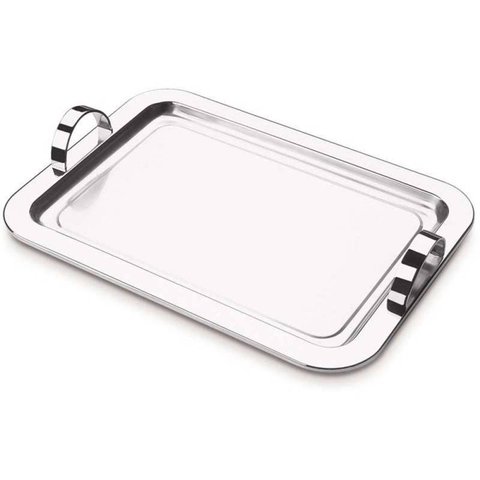 Bandeja Retangular 28 X 42 Cm com Alça Forma Inox
