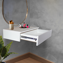 Ver imagem 3 de Kit 2 Escrivaninhas Mesa Penteadeira Suspensa Parede Gaveta Porta Maquiagem Bancada Organizadora Mdf