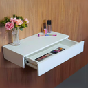 Ver imagem 5 de Kit 2 Escrivaninhas Mesa Penteadeira Suspensa Parede Gaveta Porta Maquiagem Bancada Organizadora Mdf