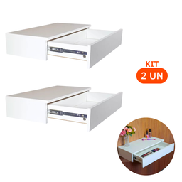 Kit 2 Escrivaninhas Mesa Penteadeira Suspensa Parede Gaveta Porta Maquiagem Bancada Organizadora Mdf - 7