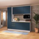 Ver imagem 2 de Armário de Cozinha Compacta Nicho Micro-ondas 100% Mdf 230cm Branco/azul Profundo Celeste